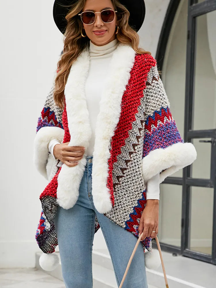 Cape met imitatiebont