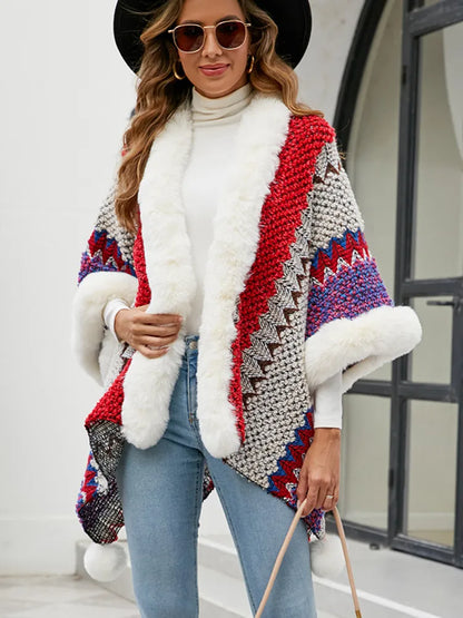 Cape met imitatiebont