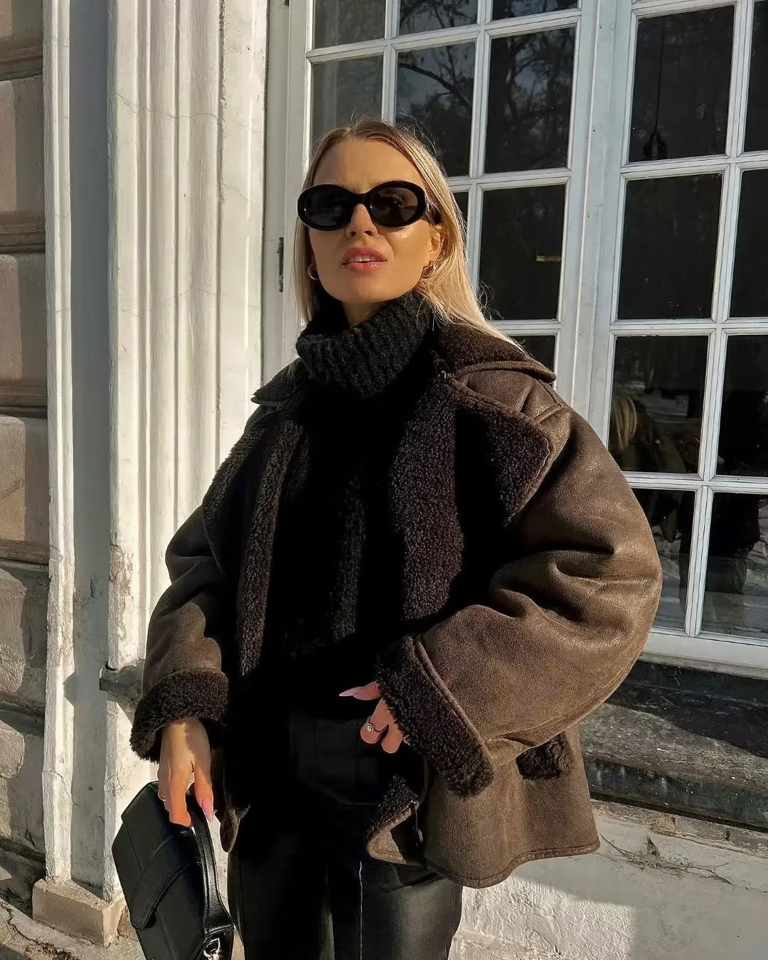 Bruine oversized jas met teddy