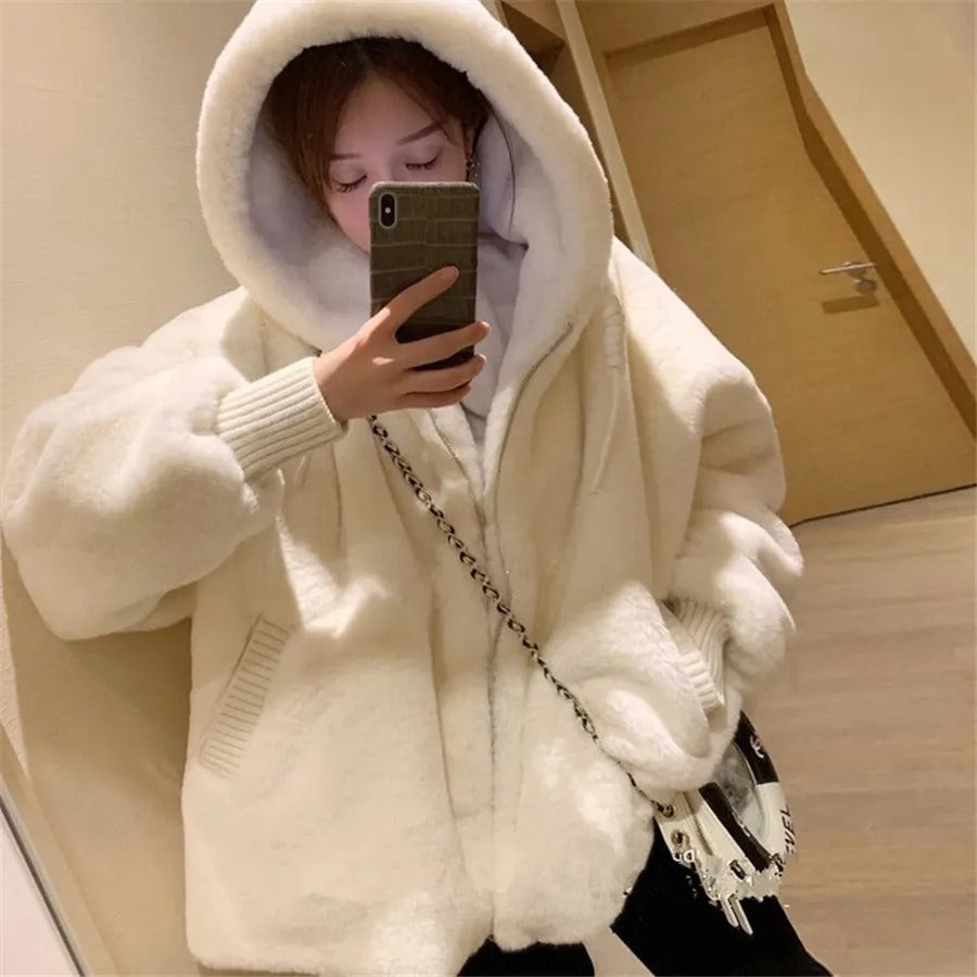 Oversized witte bontjas