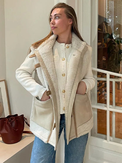 stijlvolle beige winterjas
