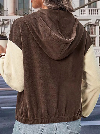 Bruin / beige vest met rits