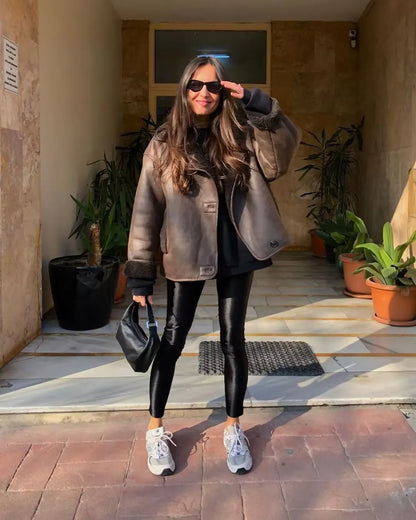 Bruine oversized jas met teddy