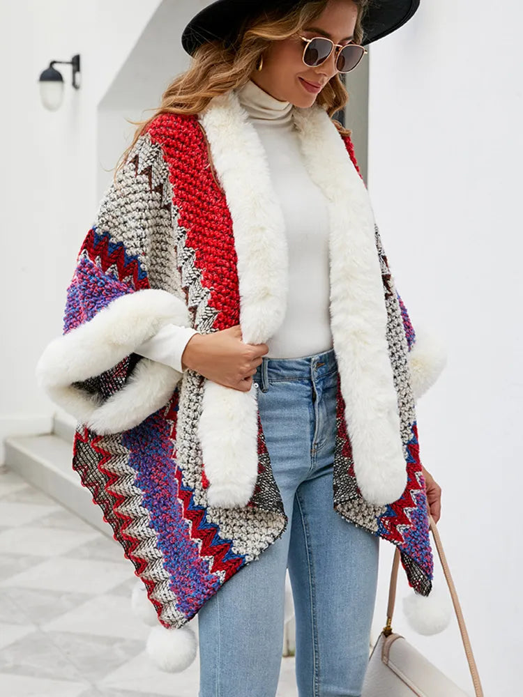 Cape met imitatiebont