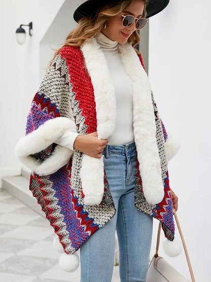 Cape met imitatiebont