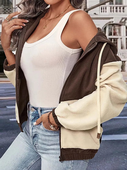 Bruin / beige vest met rits