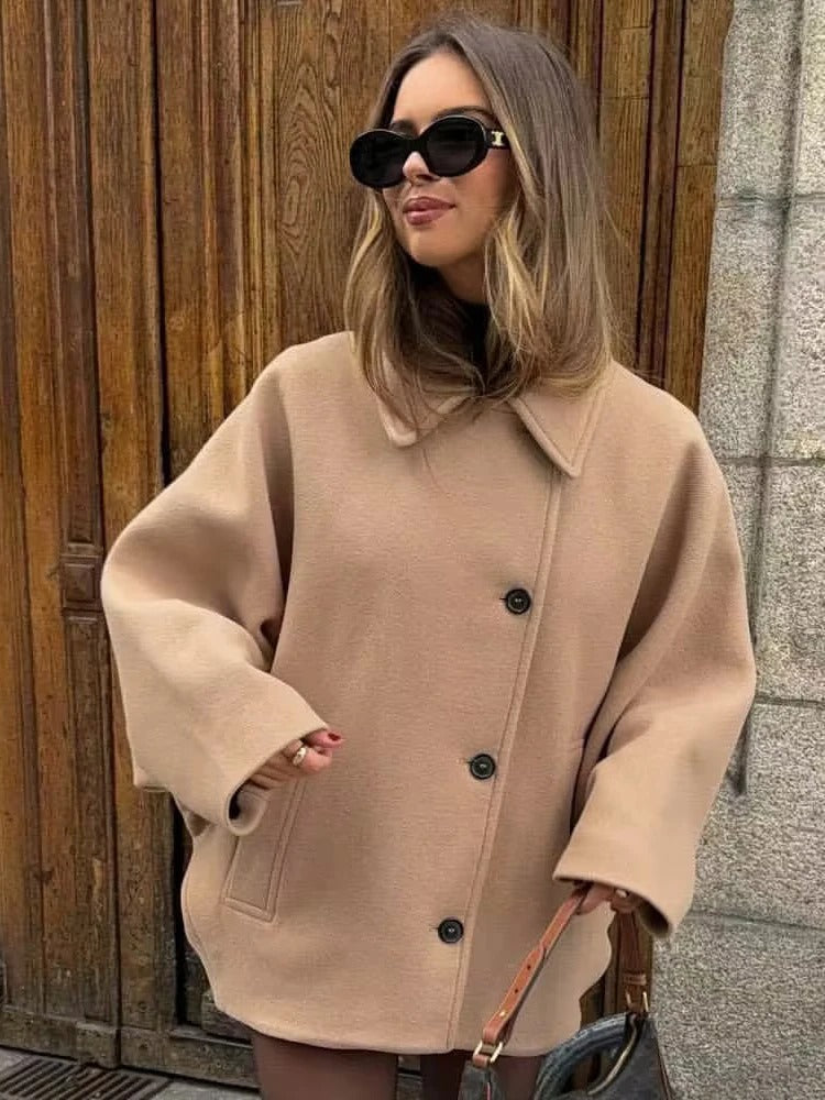Isabella Jas | Oversized elegante jas met omgevouwen kraag voor vrouwen