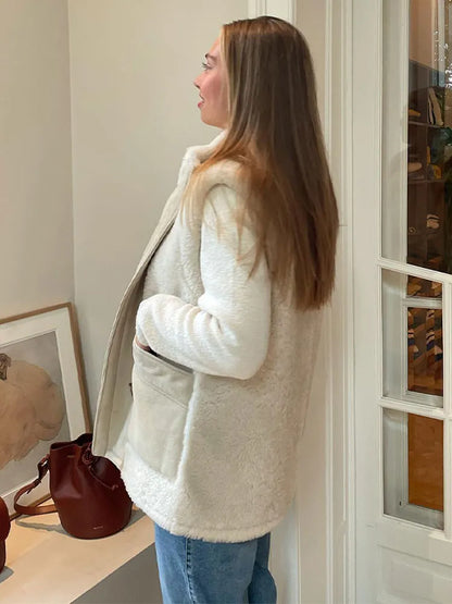 stijlvolle beige winterjas