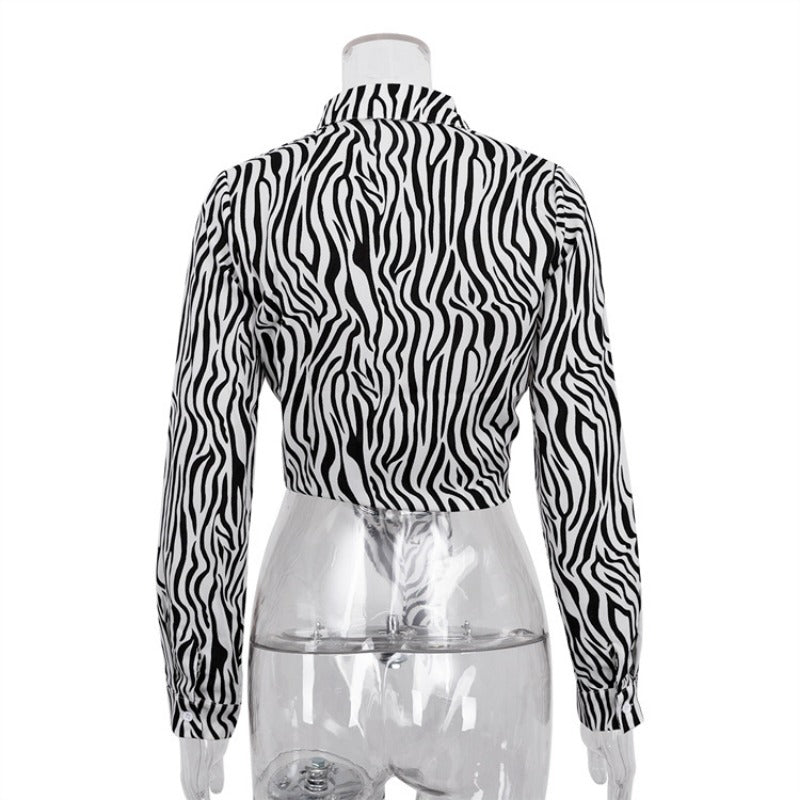 Zebra knoopblouse