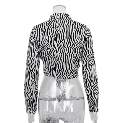 Zebra knoopblouse