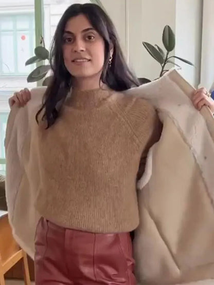 stijlvolle beige winterjas