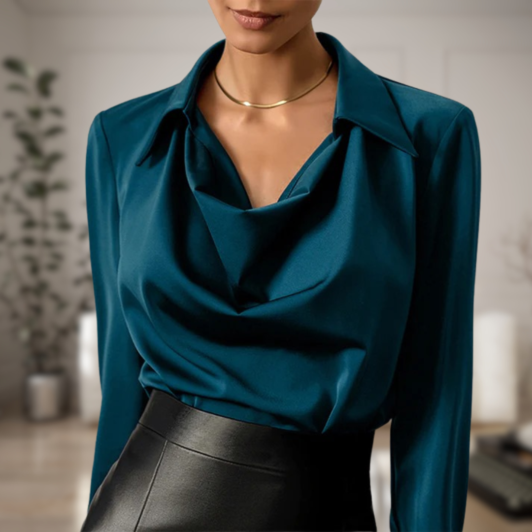 Amelie | stijlvolle satijnen blouse met colkraag