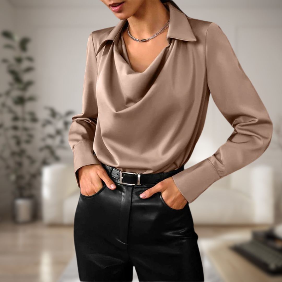 Amelie | stijlvolle satijnen blouse met colkraag