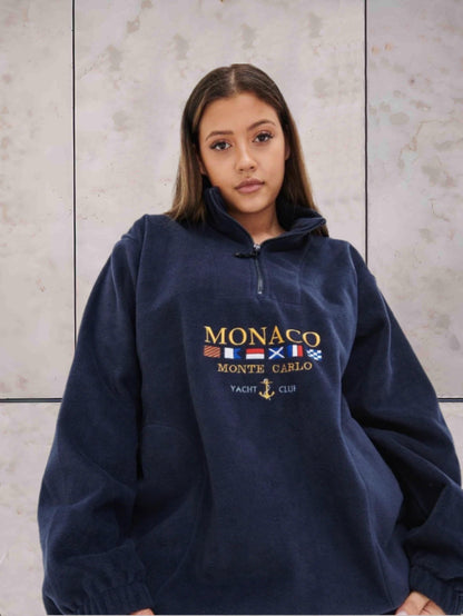 Sam - Halfzip sweater mooi passende zipper voor heren met Monaco print
