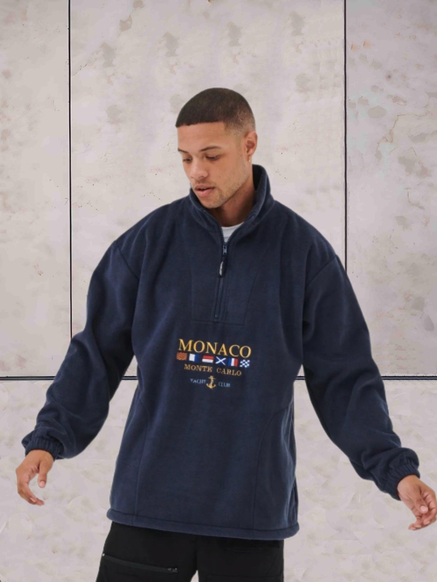 Sam - Halfzip sweater mooi passende zipper voor heren met Monaco print