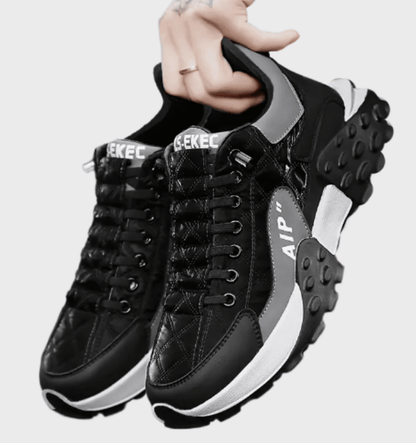 Cassius -  Driekleurige halfhoge sneakers voor heren met reliëfontwerp