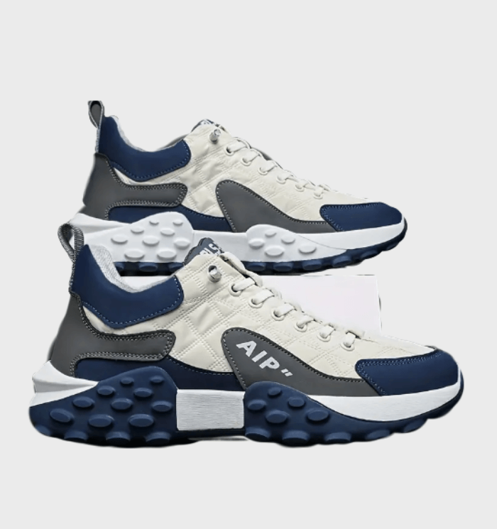 Cassius -  Driekleurige halfhoge sneakers voor heren met reliëfontwerp