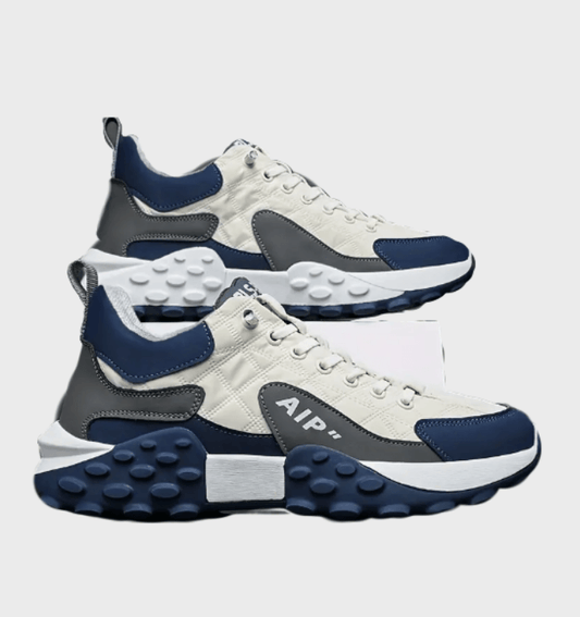 Cassius -  Driekleurige halfhoge sneakers voor heren met reliëfontwerp