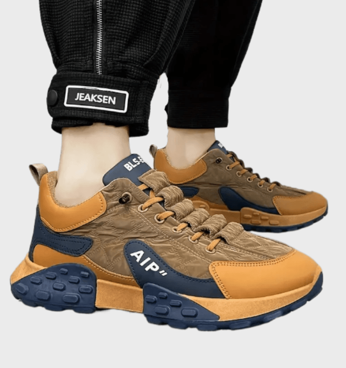 Cassius -  Driekleurige halfhoge sneakers voor heren met reliëfontwerp