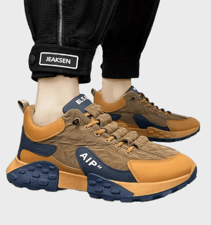 Cassius -  Driekleurige halfhoge sneakers voor heren met reliëfontwerp