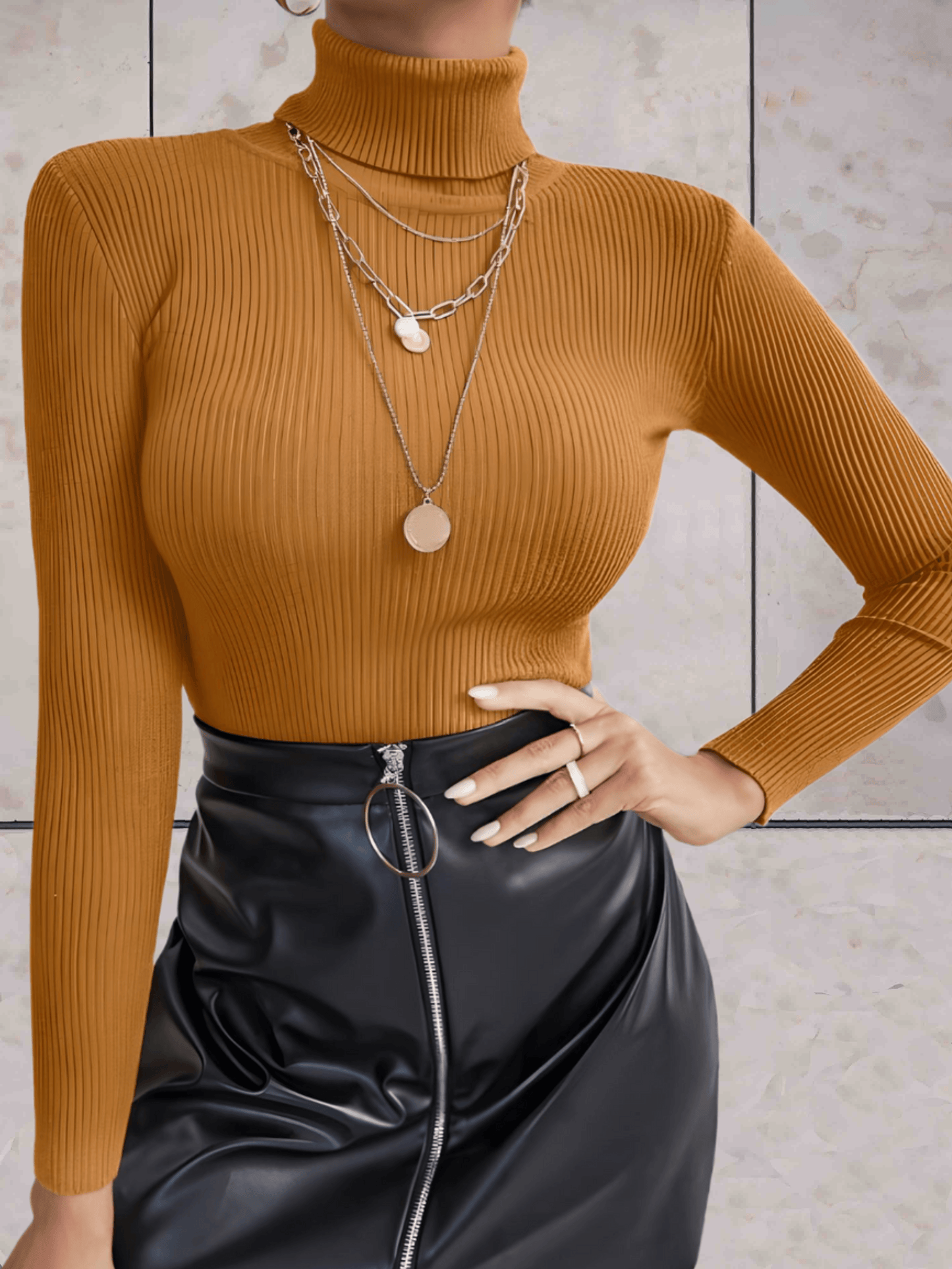 Phoebe - Effen mooie aansluitende bodycon coltrui