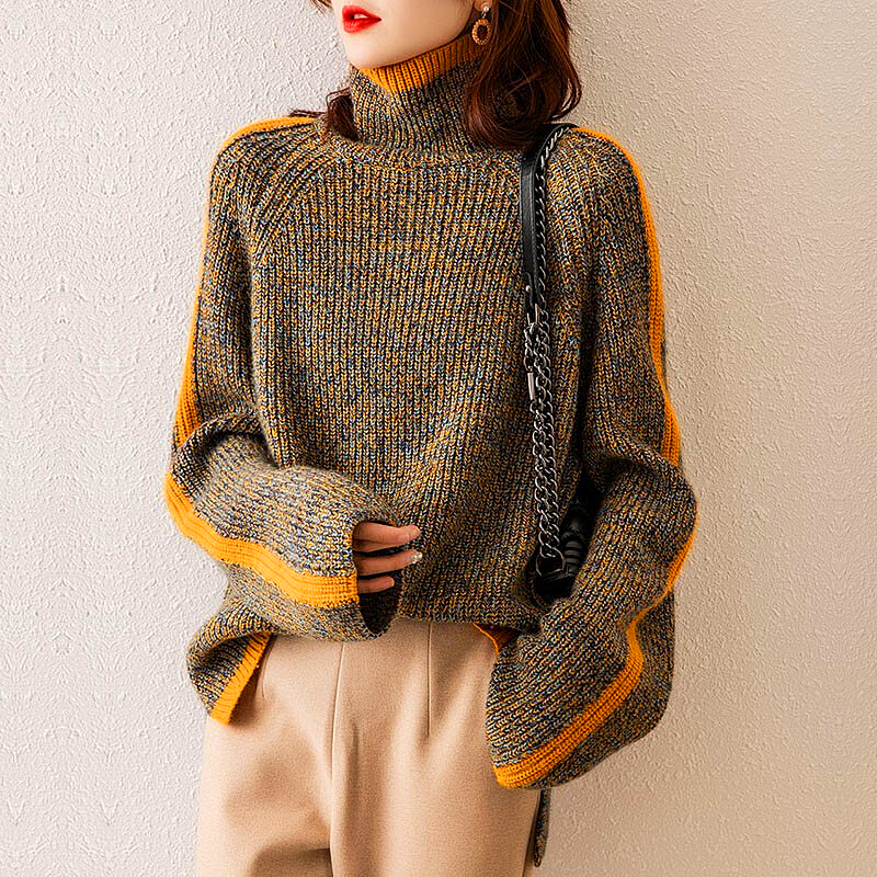 Celine Coltrui | Elegante oversized trui met oranje streep voor dames