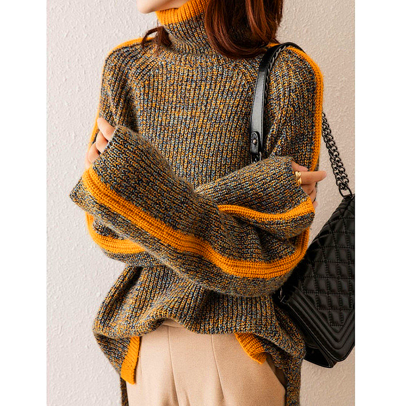 Celine Coltrui | Elegante oversized trui met oranje streep voor dames