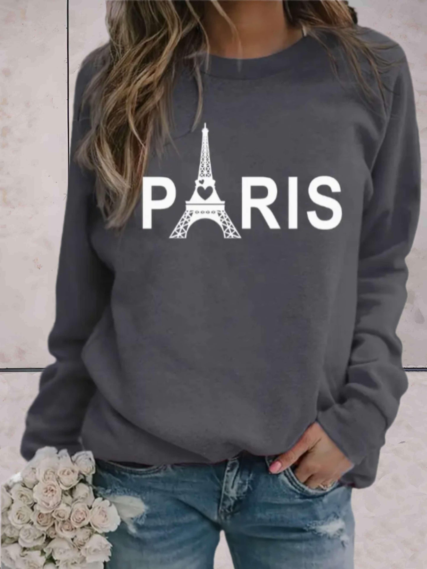 Cora - Oversized comfortabele trui met Parijs print