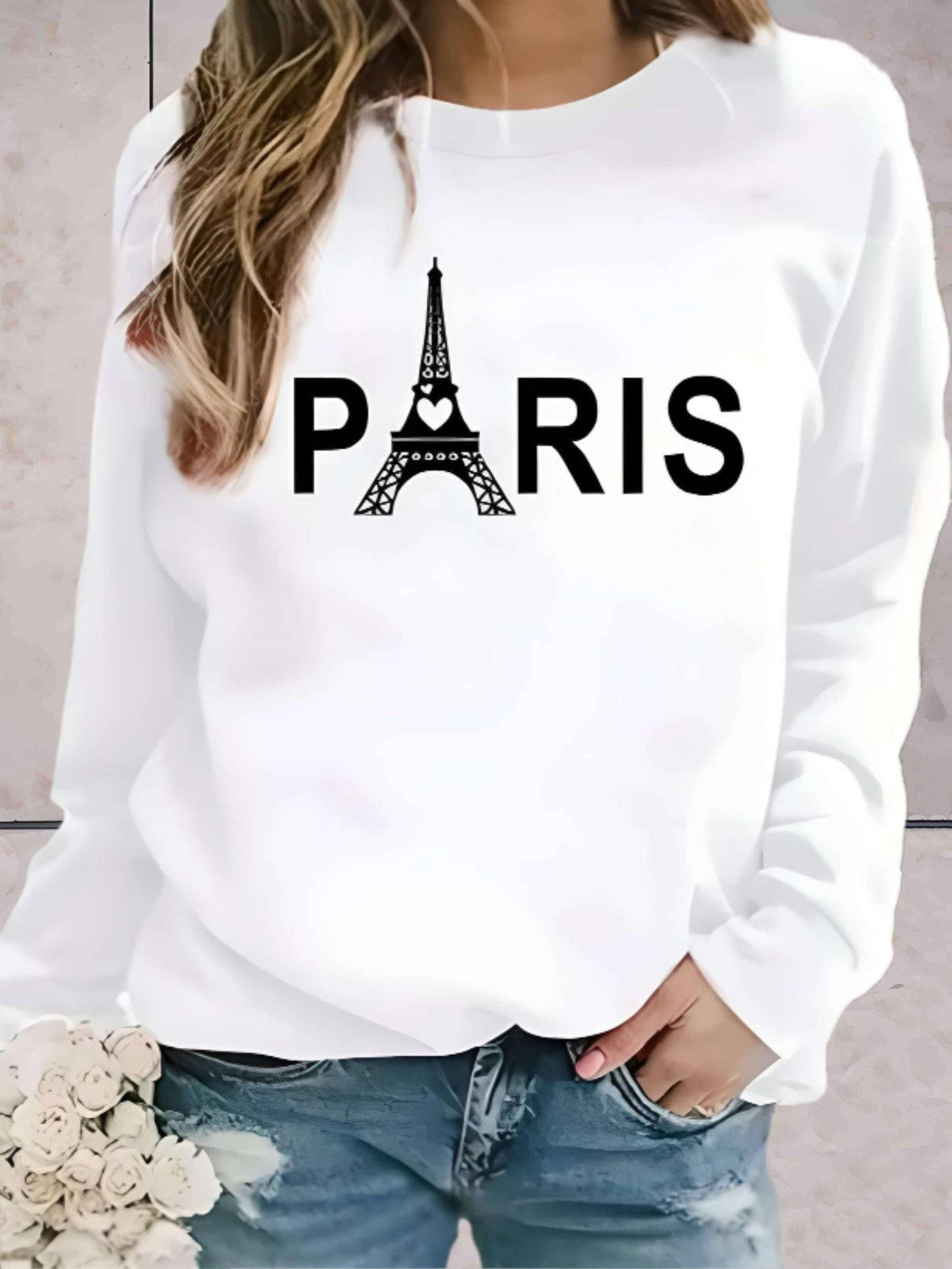 Cora - Oversized comfortabele trui met Parijs print