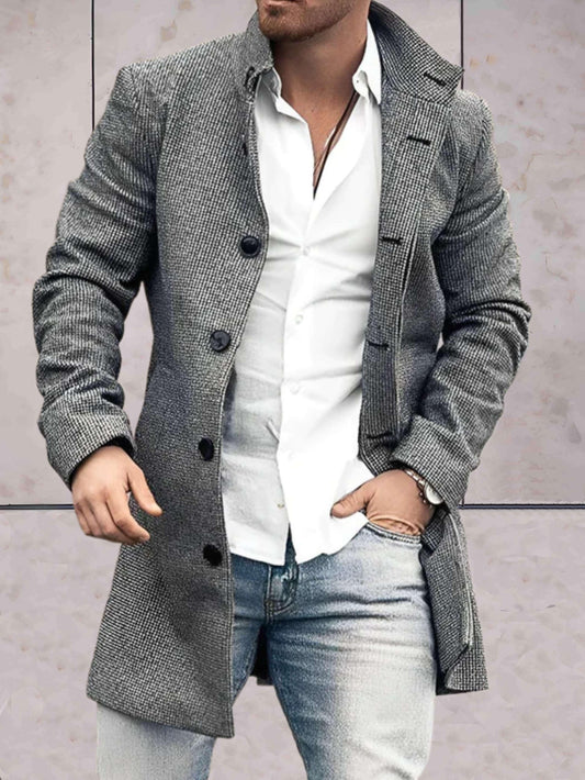Michael - elegant slim-fit, halflang jack met opstaande kraag en knoopsluiting