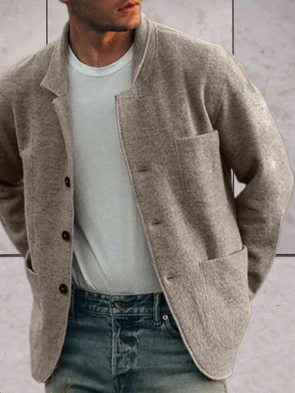 Kyle - wollen jas in basic stijl met zakken en knoopsluiting