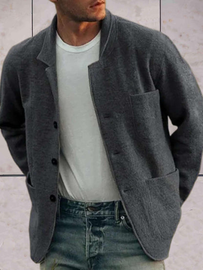 Kyle - wollen jas in basic stijl met zakken en knoopsluiting
