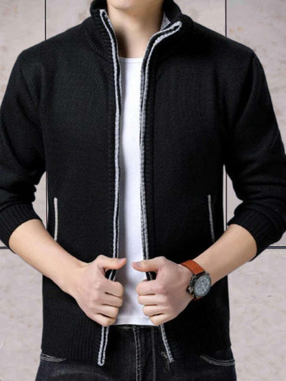 John - casual gebreid jack met een hoge halslijn, zakken en ritssluiting