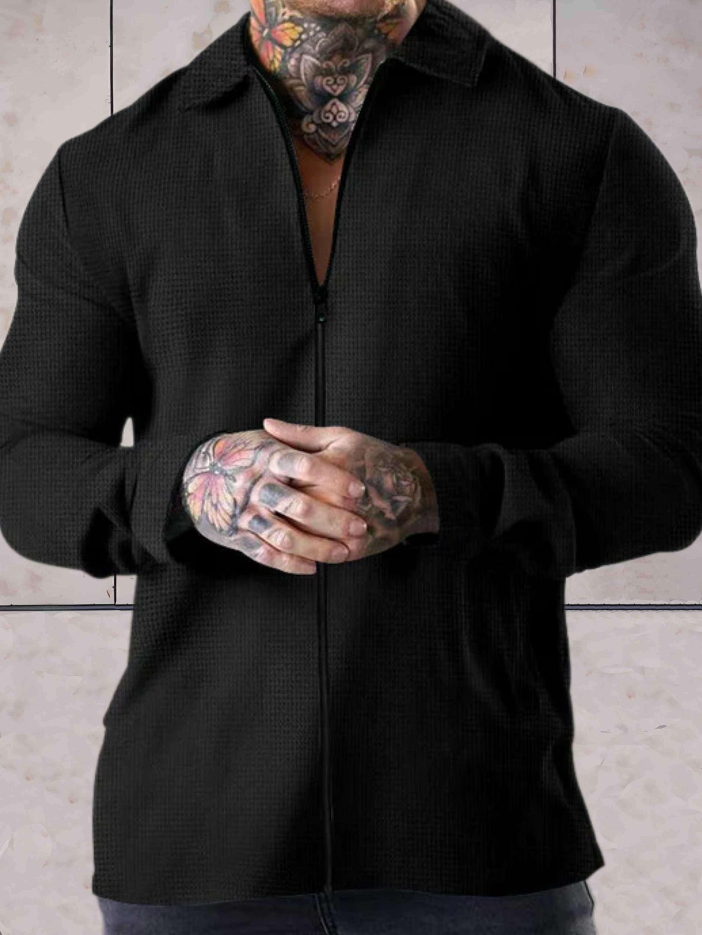 Carlos - eenvoudig en formeel zakelijk jack met een polokraag en volledige ritssluiting