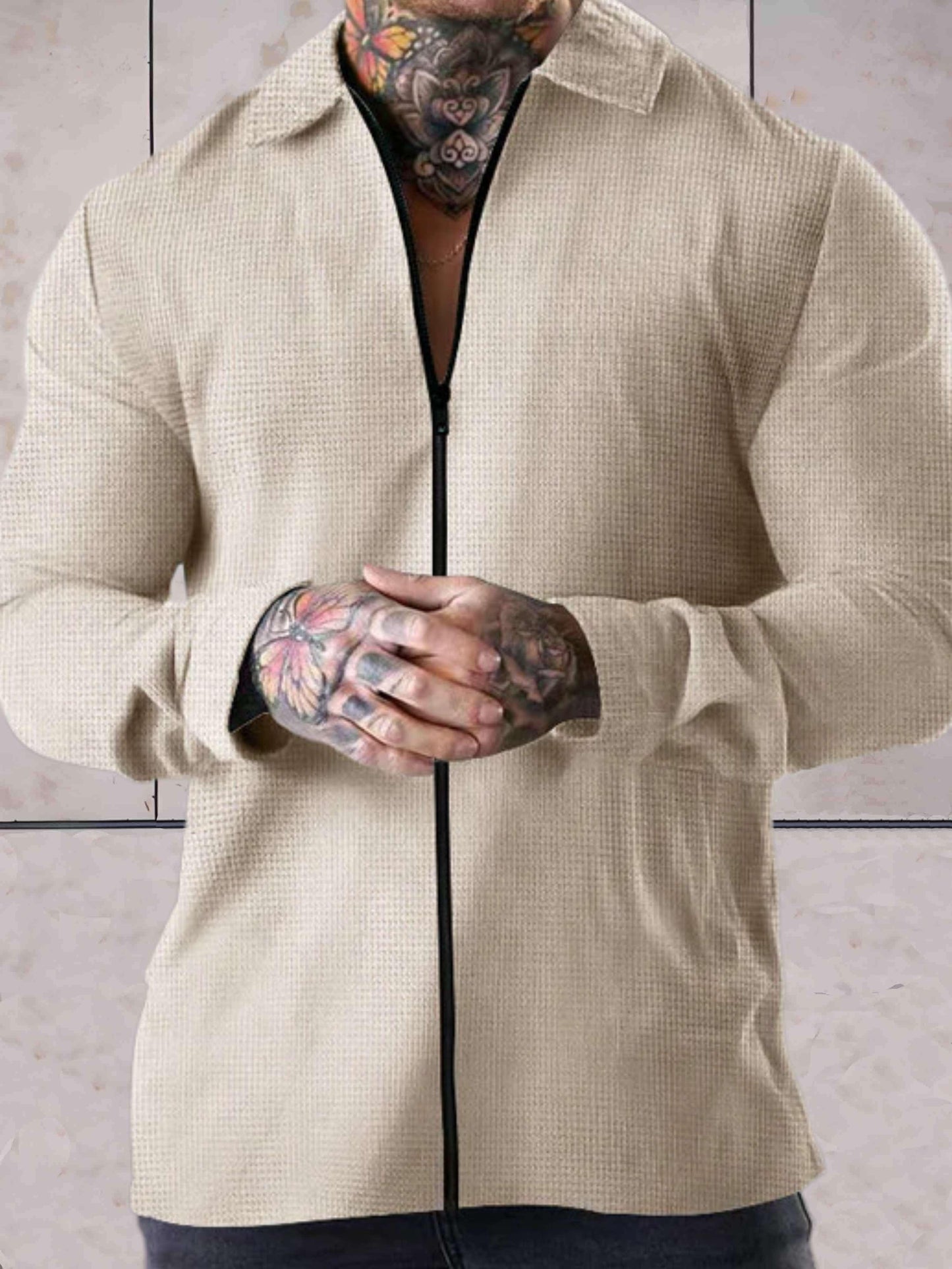 Carlos - eenvoudig en formeel zakelijk jack met een polokraag en volledige ritssluiting