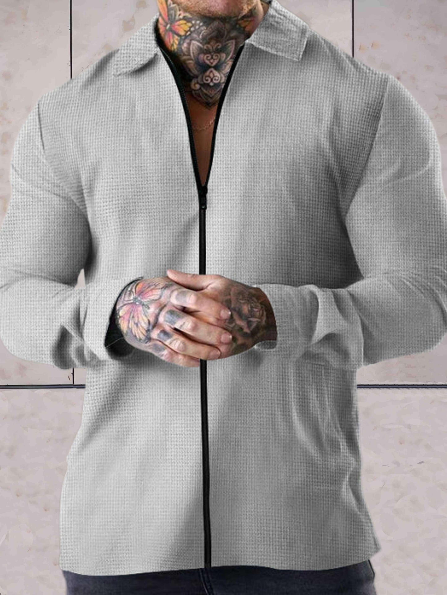 Carlos - eenvoudig en formeel zakelijk jack met een polokraag en volledige ritssluiting