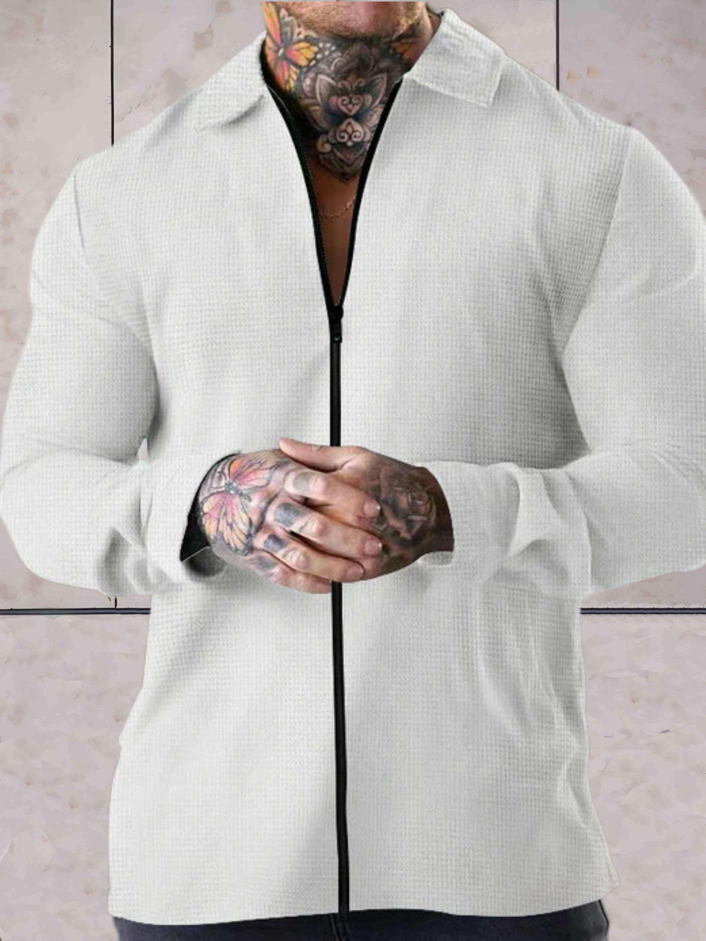 Carlos - eenvoudig en formeel zakelijk jack met een polokraag en volledige ritssluiting