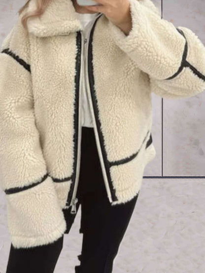 Gennie - Warm en oversized fleecejas met ritssluiting