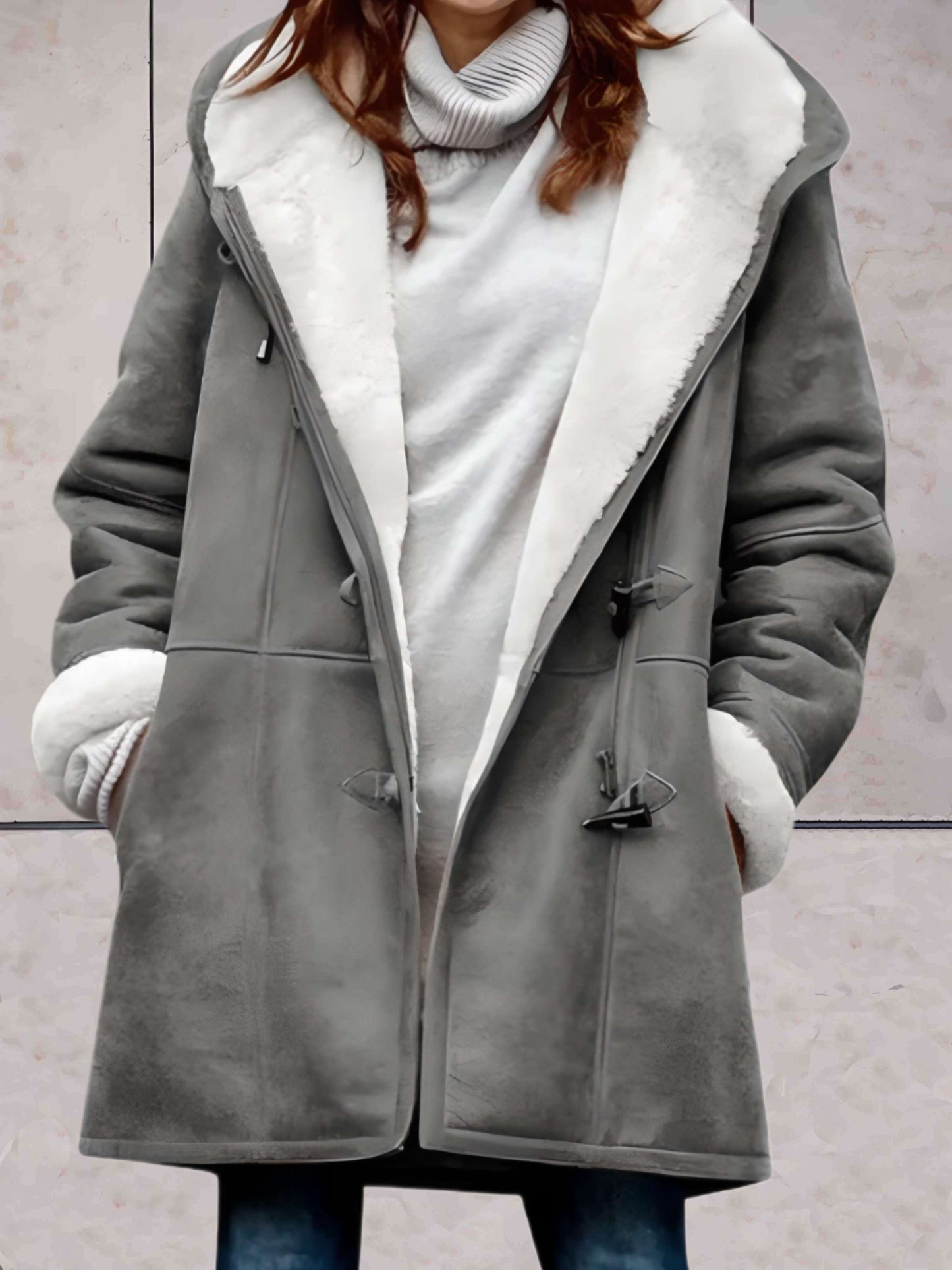 Leva - Luxe winterjas van imitatiesuède met fleecevoering