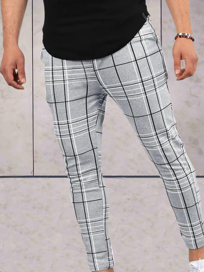 Garnet - Skinny joggers voor heren met geruit design broek