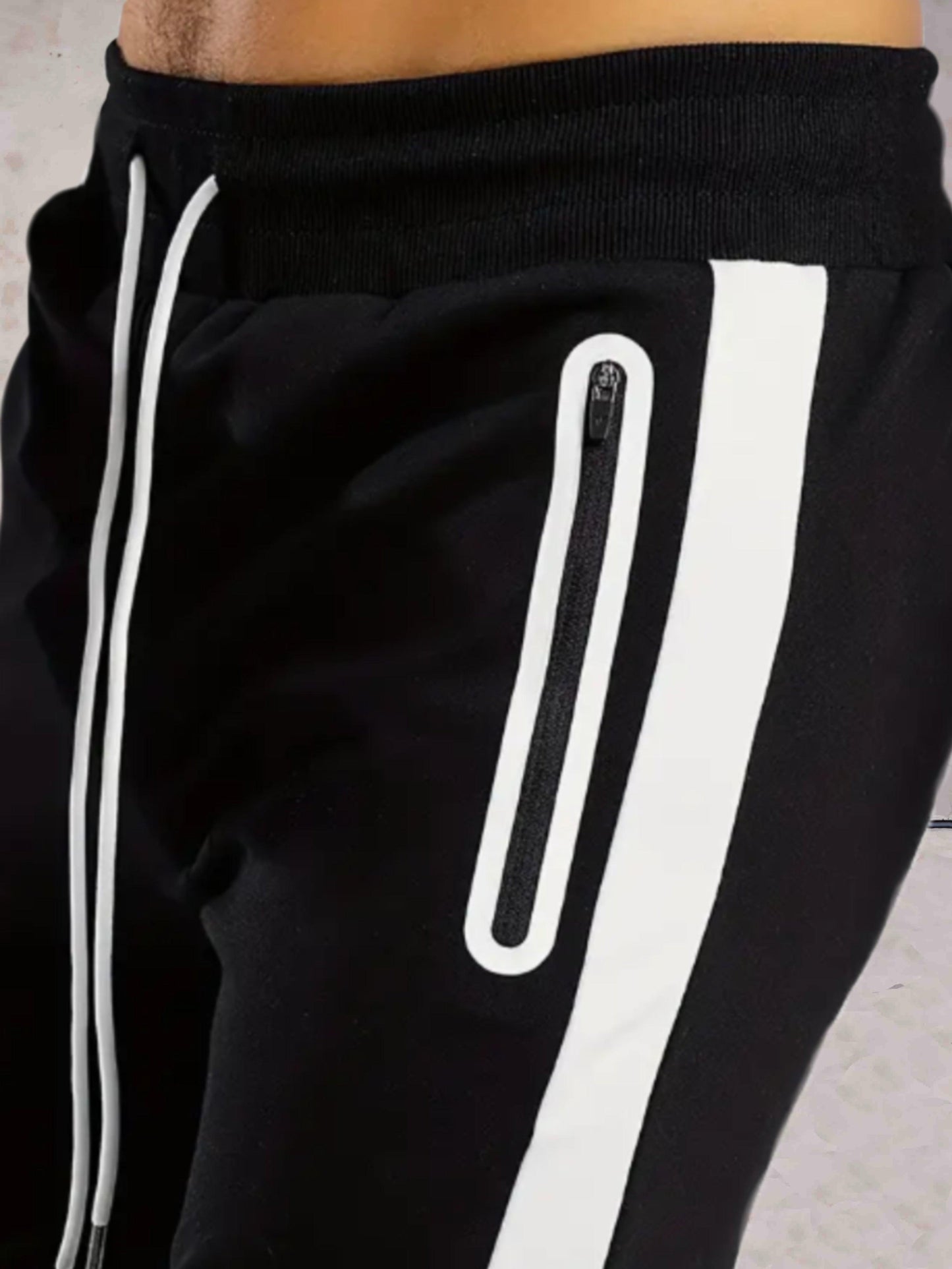 Jensen -  Zwarte joggers met ribbels voor heren met witte voering