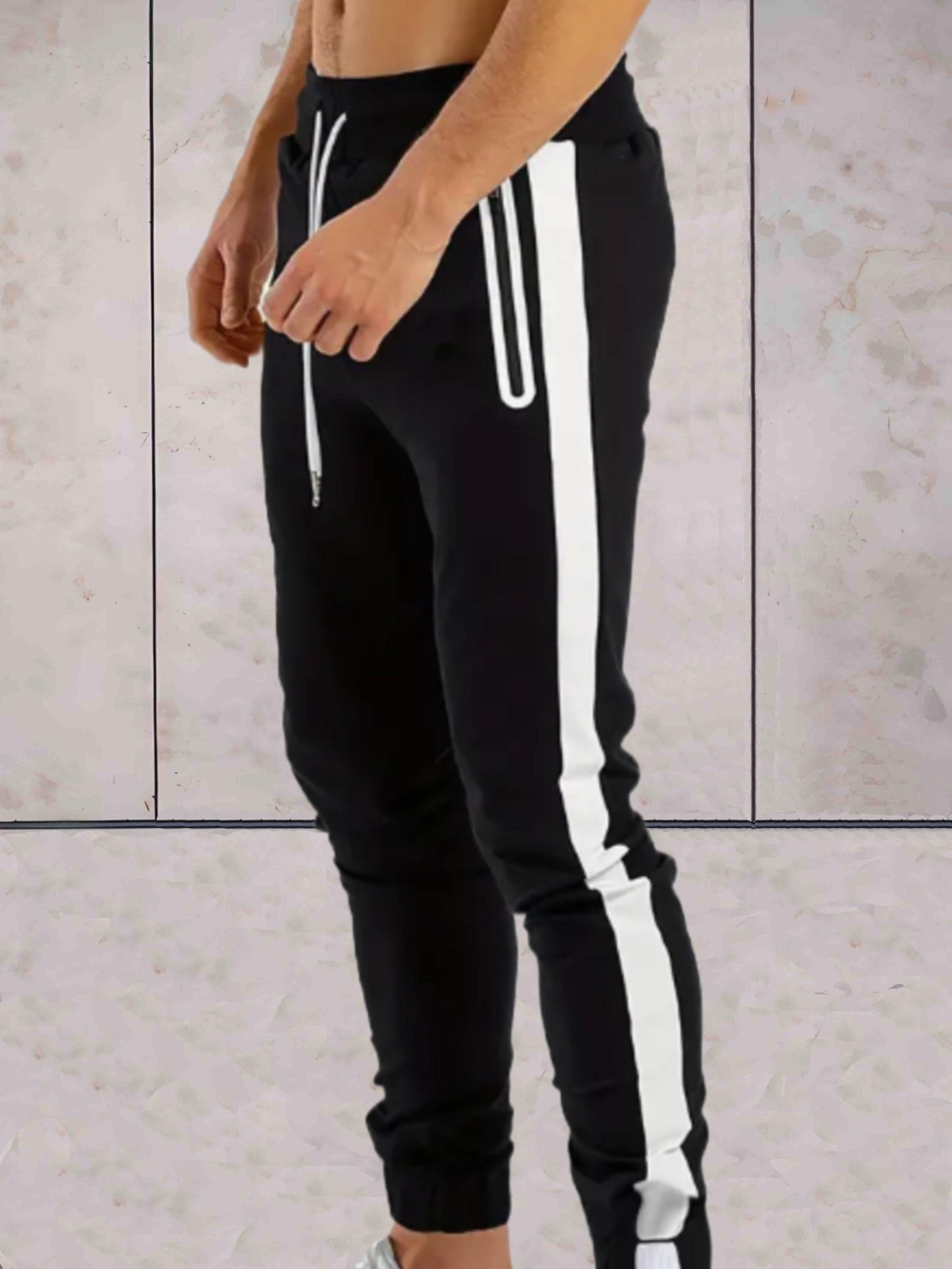 Jensen -  Zwarte joggers met ribbels voor heren met witte voering