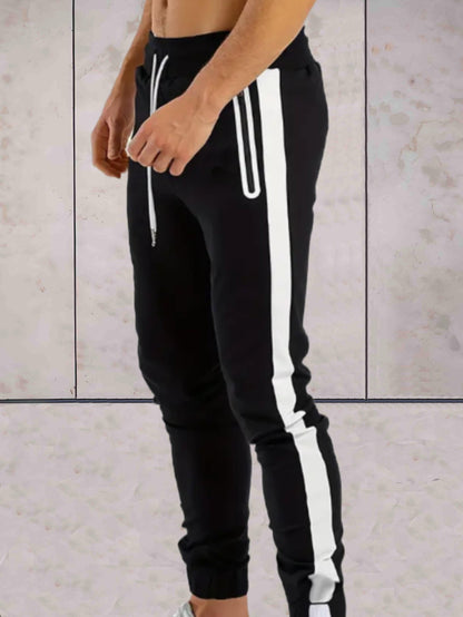 Jensen -  Zwarte joggers met ribbels voor heren met witte voering