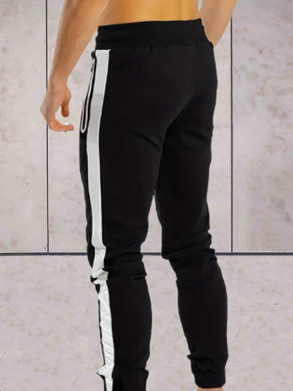 Jensen -  Zwarte joggers met ribbels voor heren met witte voering
