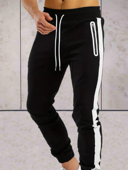 Jensen -  Zwarte joggers met ribbels voor heren met witte voering