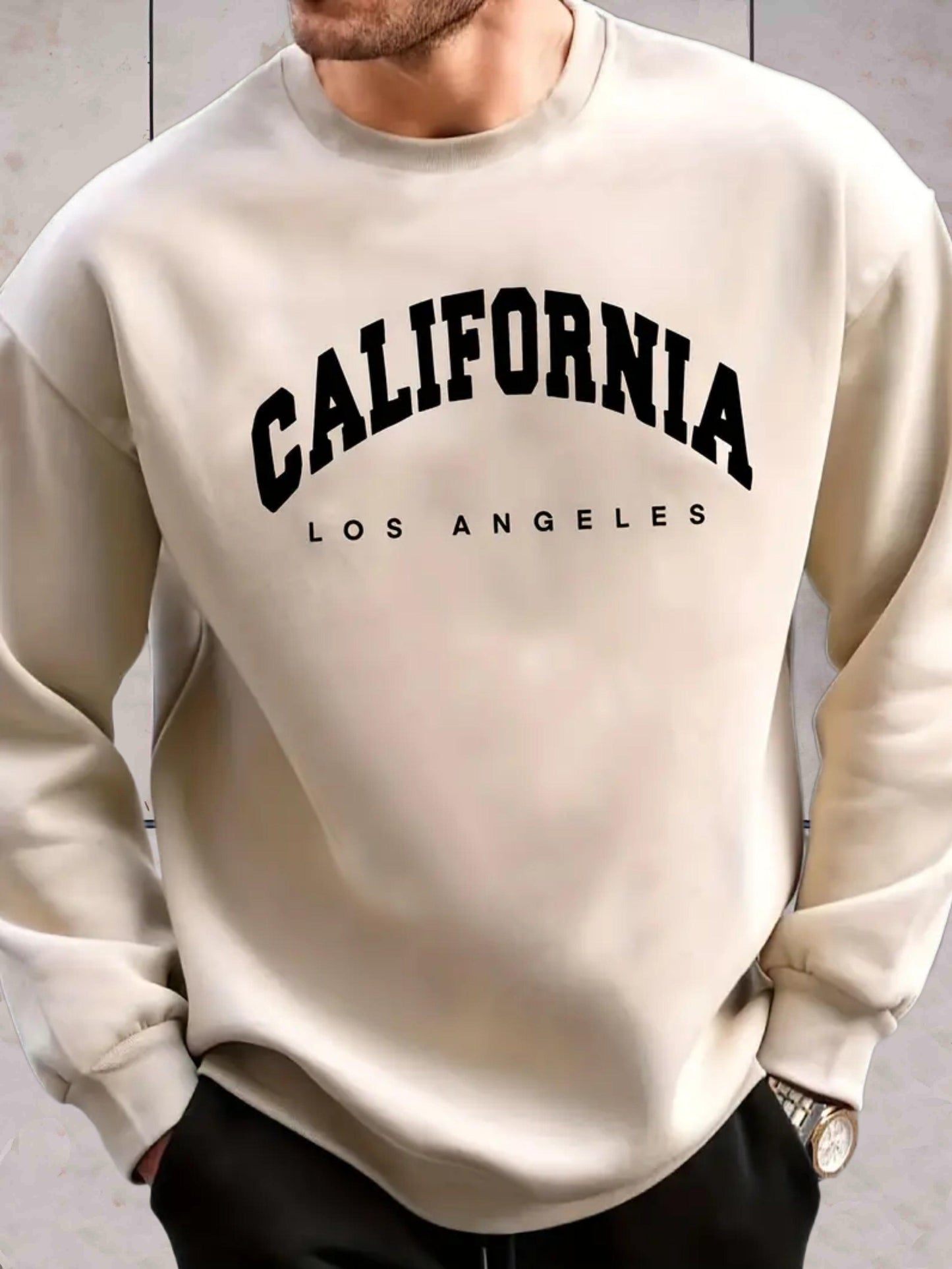 Chris - Trui met ronde hals voor heren met California Los Angeles print Sweater