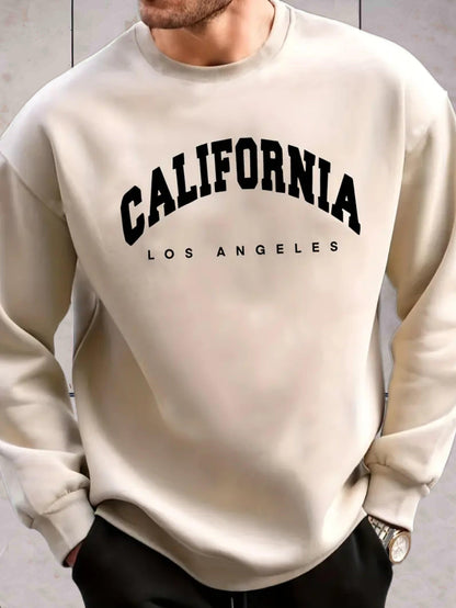 Chris - Trui met ronde hals voor heren met California Los Angeles print Sweater