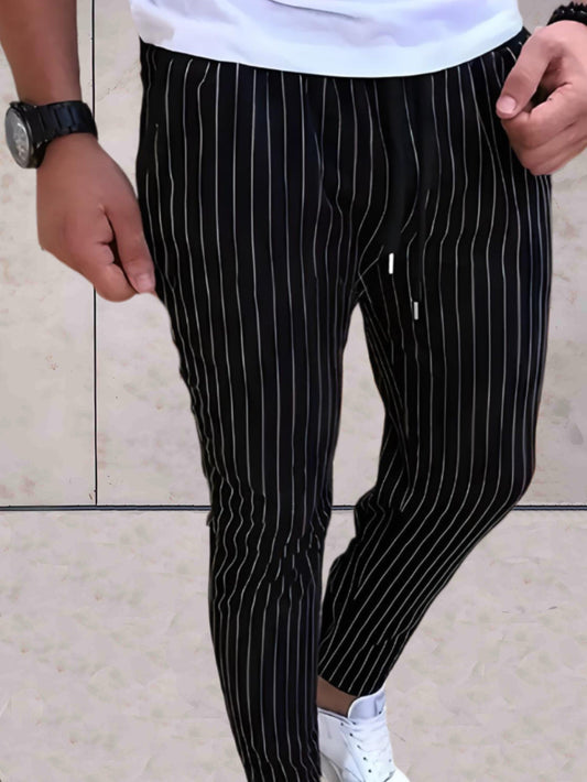 Josh - Getailleerde broek voor heren met strependessin broek