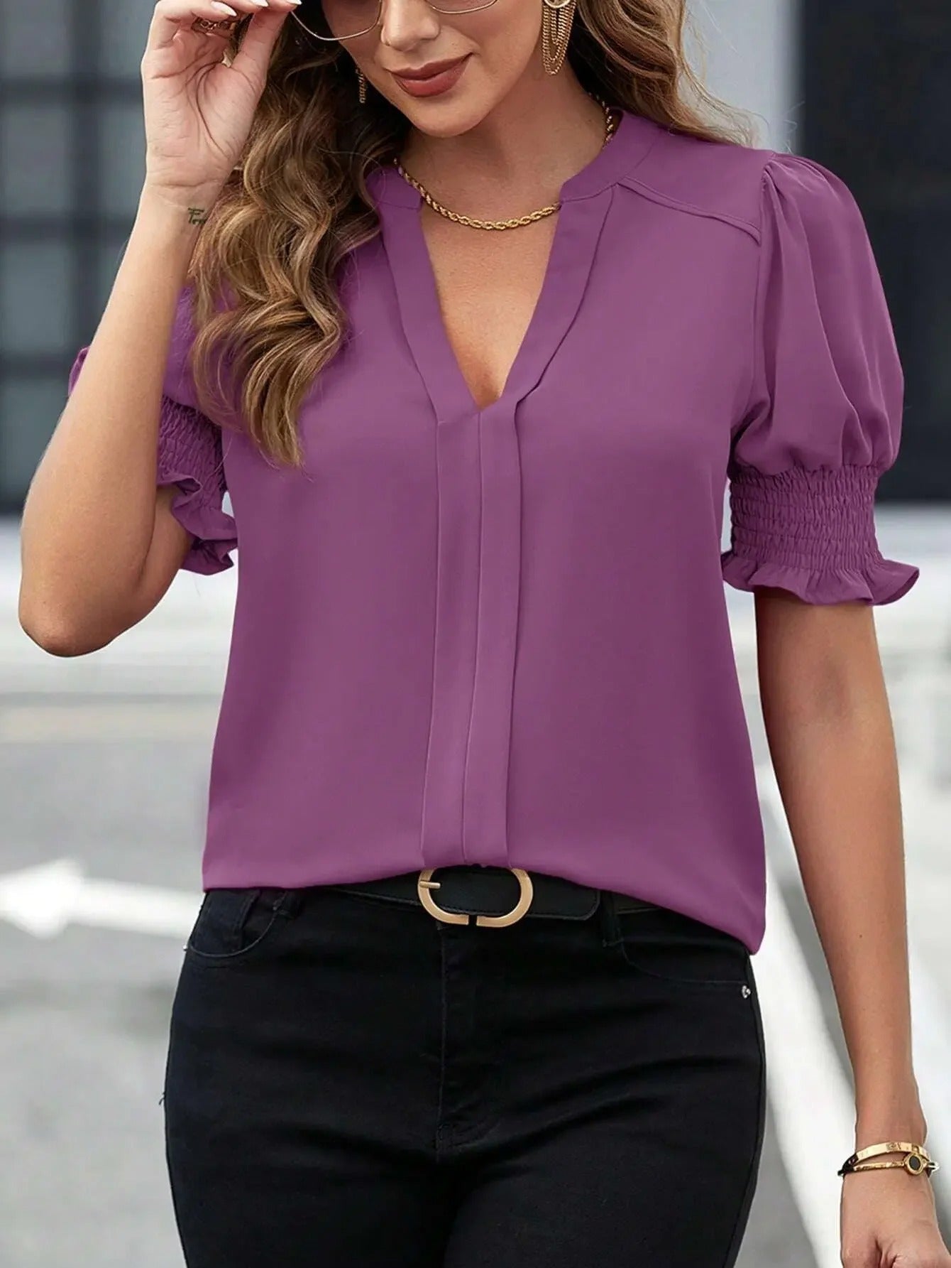 Jade | elegante blouse met pofmouwen