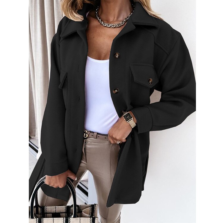 Chloe Overshirt | Trendy stijlvol wollen-look overshirt voor dames